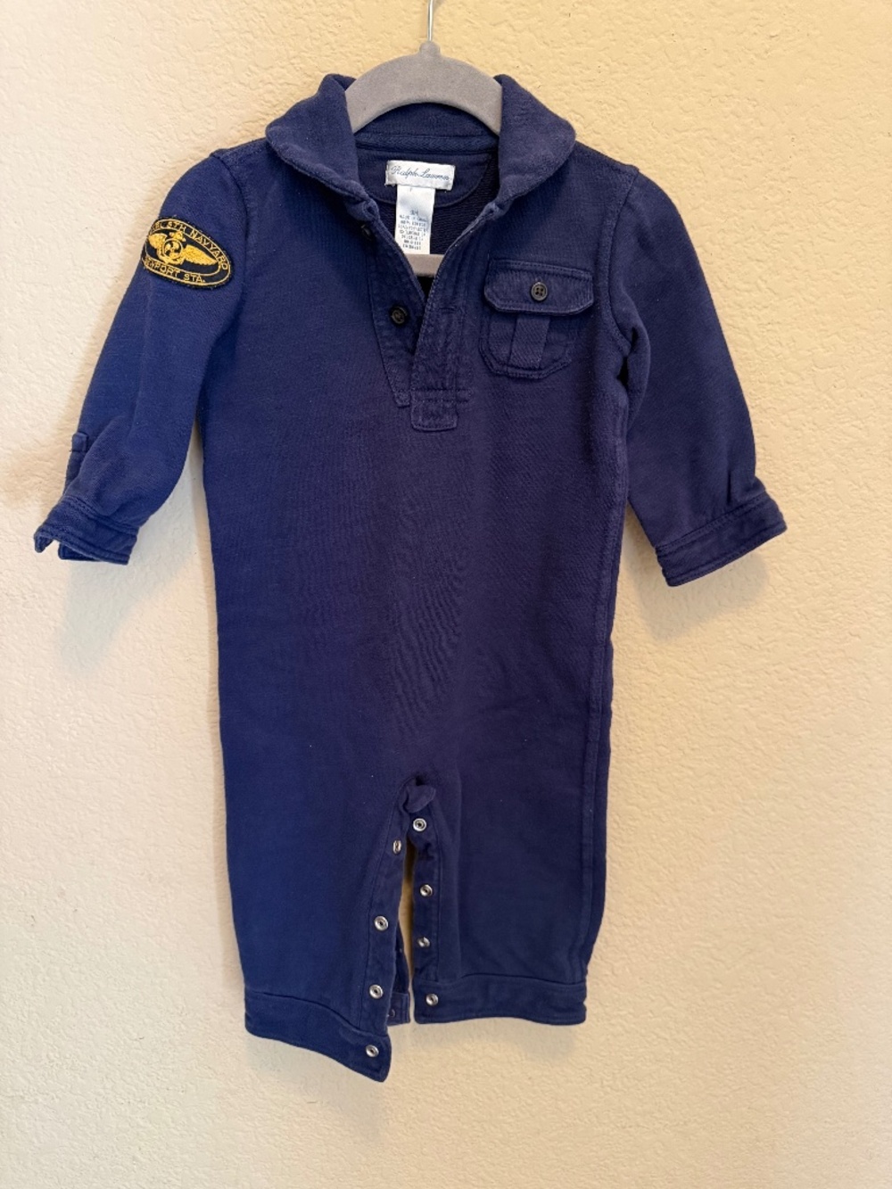 Rare Polo Ralph Lauren Baby Boy Navy Air Transport Sta Romper Coverall Jumper 9M